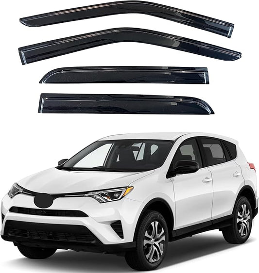 KPY Window Visor Compatible with Toyota RAV4 2013-2018, 4PC Rain Guard Side Window Vent Deflectors Tape-On Mugen Style, 2013 2014 2015 2016 2017 2018