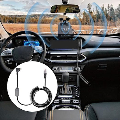 Radar Detector Colied Cord with USB-C to RJ11 Plug Cable 5V-12V Power Cable Compatible with Escort Uniden Radenso XP Beltronics Cobra Whistler 9.8FT Powered for 12V Radar Detectors