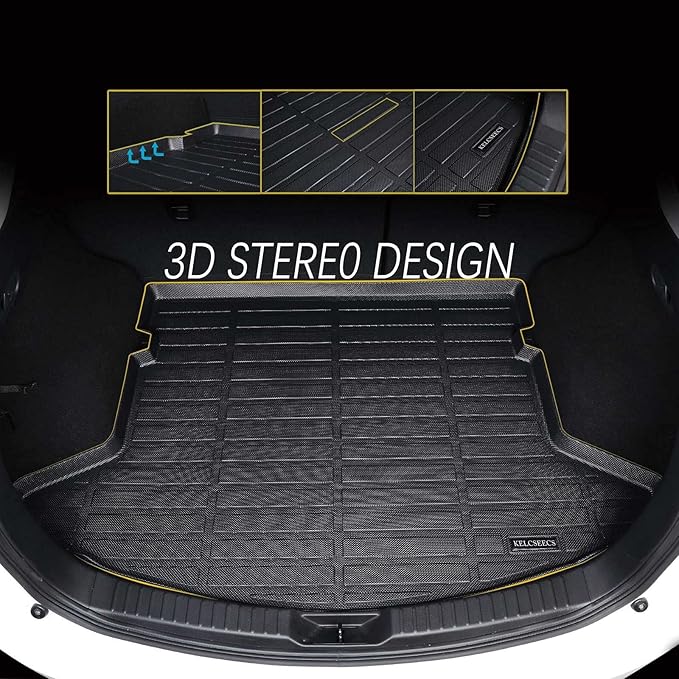 KELCSEECS® Floor Mats & Cargo Liner Custom for Kia Forte 2024 2023 2022 2021 2020 2019,All Weather Protection TPE Floor Liners Front& Rear Row Full Set Kia Forte Accessories Black