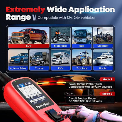 Autel PowerScan Automotive Circuit Tester, Power Circuit Probe Tool, 12-24V Electrical Short Open Breaker Circuit Finder, AC/DC Current Resistance, Duty Cycle, & 20FT Extension Cord, for 99% Cars