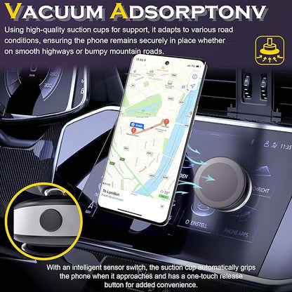 Fostex Vacuum Magnetic Phone Holder Magnet,360 Adjustable Rotatable Magnetic Mount,Electric Vacuum Magnetic Phone Holder,Hands-Free Phone Holders for Your Car iPhone 16/15/14/13/12