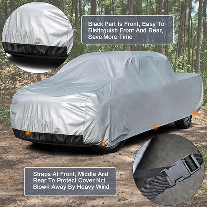 Kayme Full Size Truck Cover Waterproof All Weather, Heavy Duty Outdoor Large Pickup Cover Sun Rain Uv Protection, Universal Fit Ford F250 F350 RAM 2500 3500(Length Up to 262 inch) XXXL.Silver