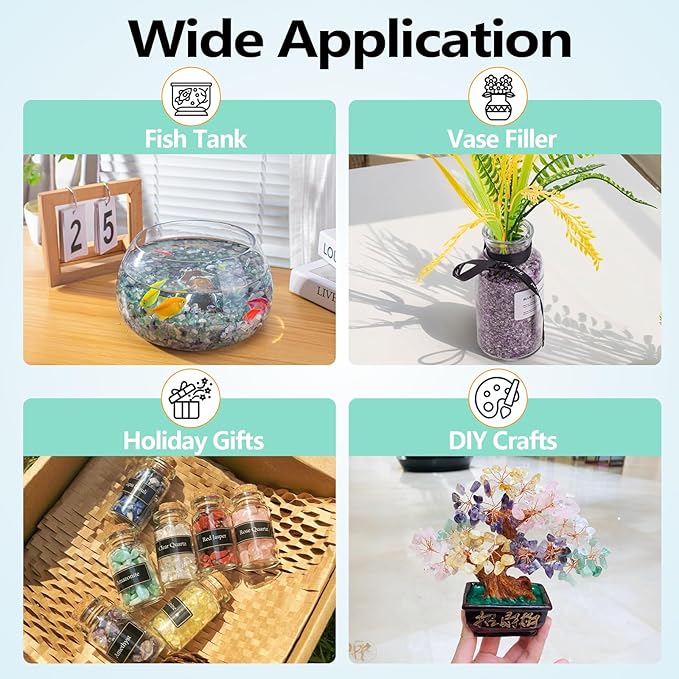 0.5 Lb/230g Amethyst Crystal Chips Bulk Tumbled Crushed Stones 3-5mm, Natural Crushed Crystal Quartz Healing Stones Rocks for Vases Filler, Aquarium Gravel Rocks, Succulent Plants Decor