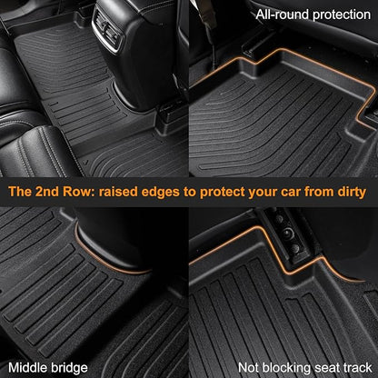 Binmotor-All Weather Floor Mats Custom Set for Ford Explorer 6 Seat 2020-2025, Heavy Duty TPE Car Floor Liners Explorer Accessories