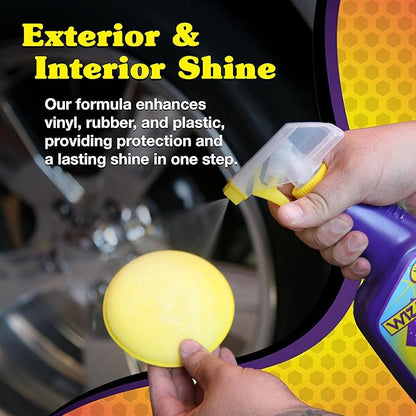 Wizards Tire and Wheel Vinyl Shine - Dressing and Protectant Spray - Professional Automotive Detailing Spray Bottle Refill - Cleans and Protects Tires, Wheels and Trim - 22 oz