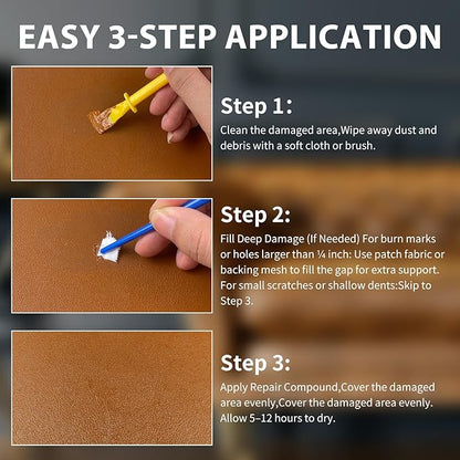 Leather Repair Kit,Car Seats, Sofa,Jacket & Purse - Repairs Burn Holes,Scratches,Tears - Restores Faux,Vinyl,Artificial and Real Leather (Ten Colors)