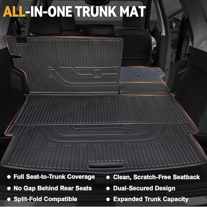 Floor Mats Set for Nissan Rogue 2025 2024-2021 Accessories, Full Coverage All Weather Floor Mats Cargo Mat with Backrest Protectors & Door Sill Guards (Not for Sport)