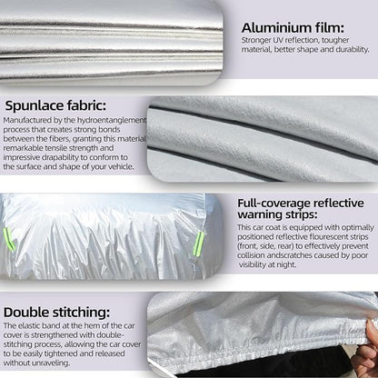 Car Cover Waterproof All Weather for Automobiles, Universal Heavy Duty Outdoor SUV Car Covers for Sun Rain UV Protection Full Exterior Covers Aluminum Film 182 to 191 Inch