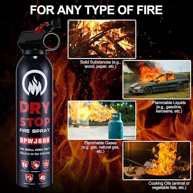 3Pack Dry Stop Fire Extinguisher for Home - Auto Fire Extinguisher for Truck Vehicle, 600g Dry Chemical Powder A B C Fire Extinguisher for Kitchen, Car, Boat, Marine, Portable Use (3 Blue)
