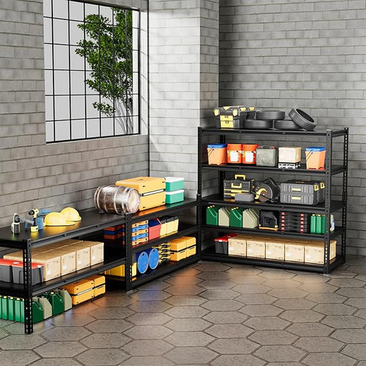 5 Tier 60”D X 24”W X 78”H Garage Shelves Heavy Duty 3000LBS Adjustable Metal Storage Shelves for Garages Shops and Basements (Black)