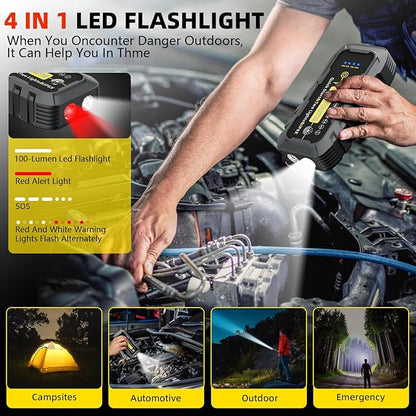 2025 Upgraded for A5 Car Jump Starter 3000A,Jump Starter Battery Pack for Up to 9.0L Gas and 7.0L Diesel Engines,12V Portable Jump Box with 4 Modes Flashlight and Jumper Cable-3year Limited
