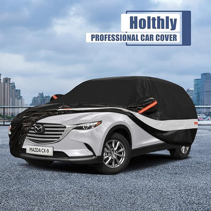 10 Layers SUV Car Cover Custom Fit for Mazda CX9/CX90 (2007-2025) Waterproof All Weather for Automobiles, Outdoor Full Cover Sun UV Rain Protection with Cotton.Black