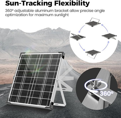 Solar Panel Kit 20W 12V, Solar Battery Trickle Charger Maintainer, Waterproof Solar Panel + Upgrade Charge Controller + Adjustable Mount Bracket for Boat RV Motorcycle Marine