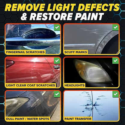 Carfidant Scratch & Swirl Remover with Ceramic Silk – Car Scratch Remover for Vehicles Paint Repair with Ceramic Coating Spray – Polishing & Washing Kits with Applicator Pad & Microfiber Towel