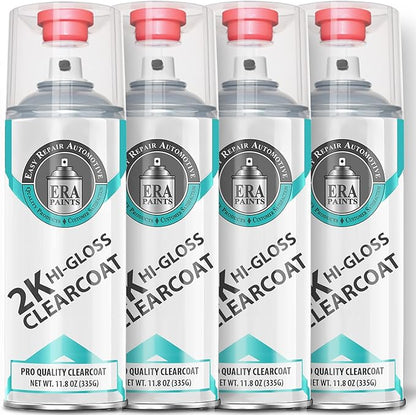 ERA Paints 2K High Gloss Automotive Clear Coat Spray/Aerosol Can – Professional Quality & Finish - Easy to Use – Best Value (4 pack)