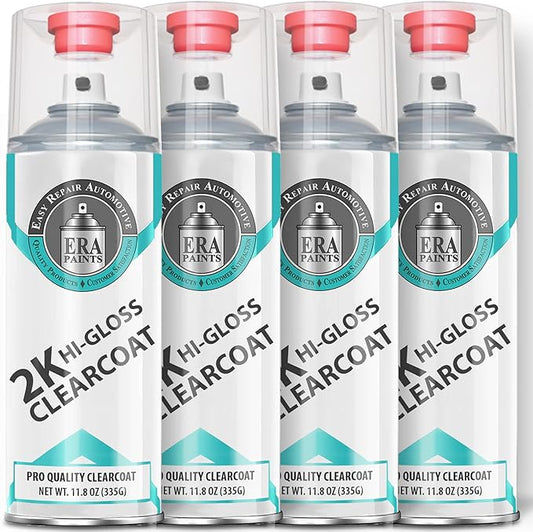 ERA Paints 2K High Gloss Automotive Clear Coat Spray/Aerosol Can – Professional Quality & Finish - Easy to Use – Best Value (4 pack)
