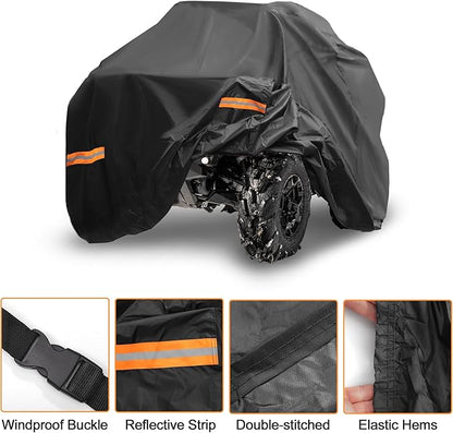 X AUTOHAUX ATV Cover for Can-am Outlander MAX XT DPS/XT-P Waterproof 4 Wheelers Quad Cover Outdoor Sun Rain Storage Protection 210D-PU Black 240x122x135cm