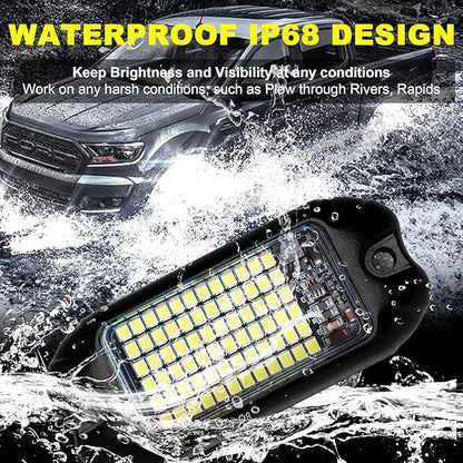 Nicoko 8 Pods 6000K pure White Rock lights Aluminum 9-30V Underglow Lights IP68 Waterproof Neon Trail Rig Lamp Lighting for SUV Car Truck Motorcycle Boat ATV UTV