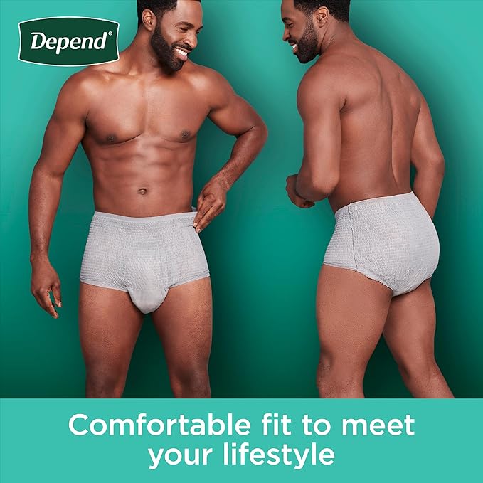 Depend Fresh Protection Adult Incontinence Underwear for Men, Disposable, Maximum, Extra-Large, Grey, 15 Count, Packaging May Vary