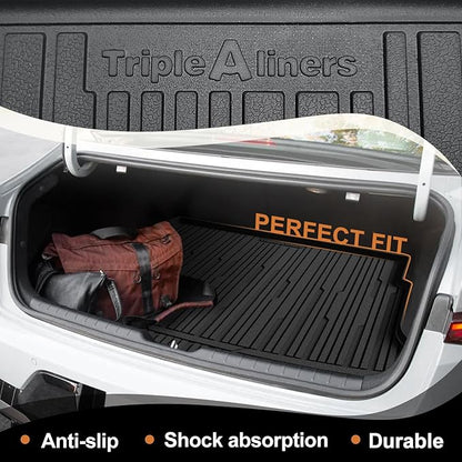 TripleAliners Floor Mats & Trunk Mat Full Set Compatible with 2024 2025 Kia K4 Sedan All Weather Liners TPE Custom Fit Anti-Slip Full Coverage Odorless Waterproof Cargo Liners(Trunk Mat+ Floor Mats)