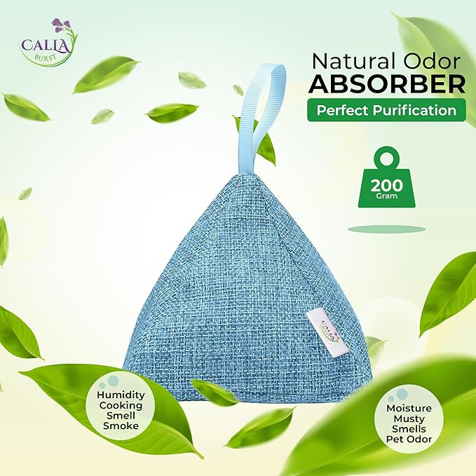 4 Pack Bamboo Charcoal Air Purifier Bags 200 Grams Each - Odor Absorber & Eliminator for Home, Car, Pets, Activated Charcoal Natural Freshener, Eco-Friendly & Reusable (Designer Colors)