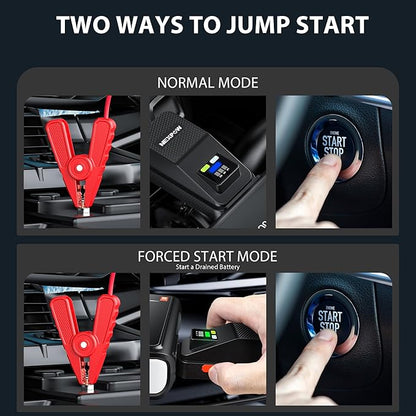 Car Jump Starter 3000A, NEXPOW 12V Battery Jumper Start Pack Kit for Up to 9.0L Gas & 7.0L Diesel Engines, Portable Jump Box with Jumper Cables, USB Quick Charge, LED Flashlight for Car, Motorcycle