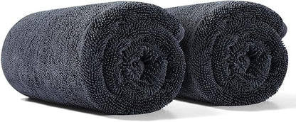 JOYMOOP Microfiber Towels for Cars, 2 Pack 63" x 29.5" Car Drying Towel, Dark Gray Reusable Car Towel, Quick Drying Car Microfiber Cleaning Cloth for RVs, SUVs, Trucks