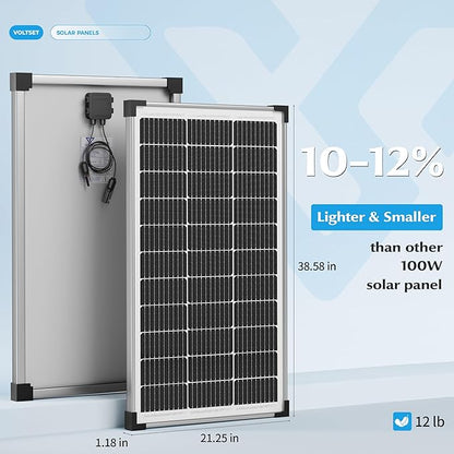 Solar Panel Charger Kit: 100W 12V Solar Panel with 20A Solar Charge Controller, Monocrystalline Solar Panel for RV Battery Car Trailer Marine Boat Caravan and Other Off Grid System