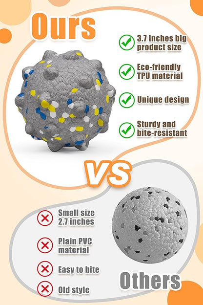 1.96'' Dog Balls for Dogs Aggressive Chewers Indestructible Tennis Durable Bouncy Interactive Dog Toy Balls for Fetch Game Floating Training(Grey Small)