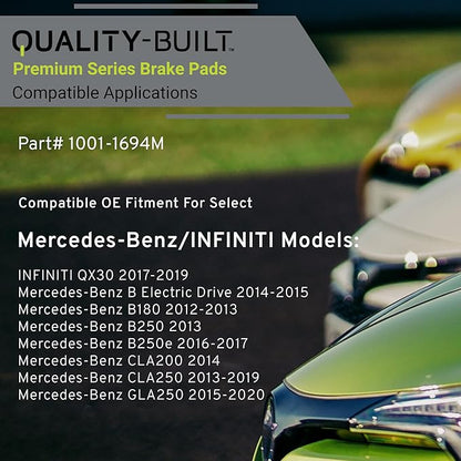 Premium Semi-Metallic Front Brake Pads (1001-1694M) Compatible with 2012-2020 INFINITI/Mercedes-Benz (B Electric Drive/B180/B250/B250e/CLA200/CLA250/GLA250/QX30)