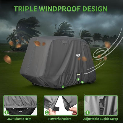 10L0L Heavy Duty Golf Cart Cover for 2/4 Passengers EZGO, Club Car and Yamaha, All Weather Outdoor Protection Weatherproof