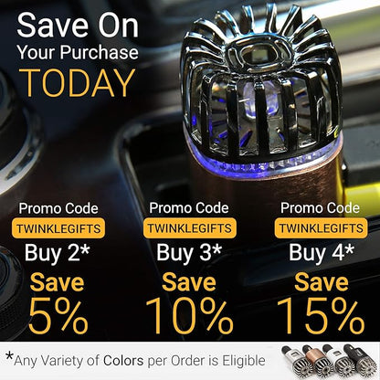 Car Air Purifier Ionizer - 12V Plug-in Ionic Anti-Microbial Car Deodorizer with Dual USB Charger - Smoke Smell, Pet and Food Odors, Allergens, Viruses Eliminator for Car (Matte Copper)