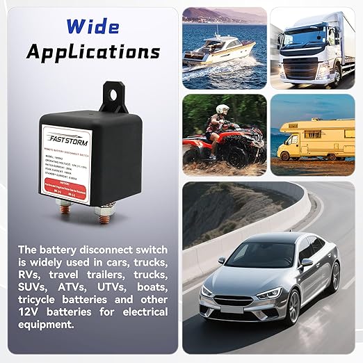 Side Post Remote Battery Disconnect Switch 12V 200A/1000A, Wireless Remote Control Heavy Duty Battery Kill Switch for Car, Truck, UTV, ATV, Marine, Anti-Theft