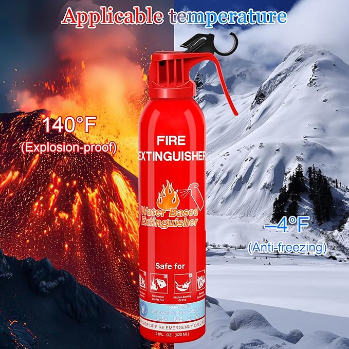 Fire Extinguishers for Home with Mount, 1 Pack Upgraded 8-in-1 Portable Fire Extinguisher For Vehicle Car Boat Marine Kitchen Emergency Supplies, Water-Based Extinguisher For A, B, C, K Fire Types