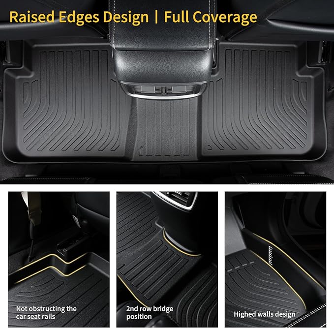 GINOWY-Floor Mats & Cargo Liner for Honda CRV 2012-2016 (Not Fit CRV Touring & EX-L), TPE All Weather CR-V Car Mats, Non-Slip Trunk Mat Floor Liners Waterproof Custom Fit Accessories Mats Black