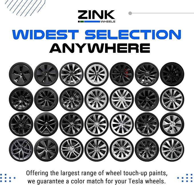 Premium Tesla Wheel Curb Rash Repair Kit for Model S 21-inch Sonic Carbon Twin Turbine Rims - DIY Kit with Color-matched Touch Up Paint - Made in USA