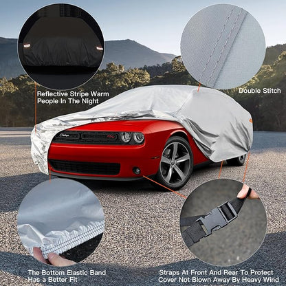Kayme Car Cover Waterproof All Weather for Large Sedan,Outdoor Cover Fit for Ford Crown Victoria, Cadillac DTS, Grand Marquis, Lincoln Continental Town Car, Chevy Impala Caprice (209 to 218 inch)