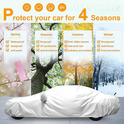 Car Cover Outdoor Full Exterior Covers Sedan Sun UV Rain Snow Wind Protection Car Cover Universal Fit for Sedan (Length 178"-187")