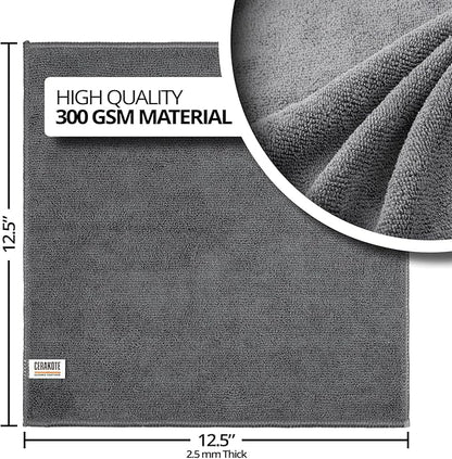 CERAKOTE Microfiber Towels (12 Pack) - Cleaning and Application Towels Durable Microfiber Material - 300 GSM Lint-Free Towel - Ideal for Car, Home, Shop and Office Cleaning