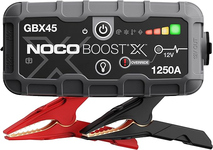 NOCO Boost X GBX45: 1250A UltraSafe Jump Starter – 12V Lithium Battery Booster Pack, Portable Jump Box, Power Bank & Jumper Cables - for 6.5L Gas and 4.0L Diesel Engines