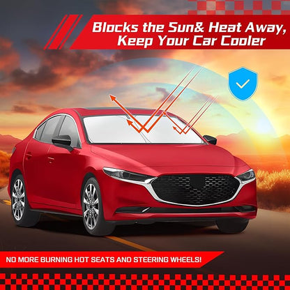 ARISMOTOR Windshield Sun Shade for Mazda 3 Mazda3 2019-2025, Custom Fit Foldable Front Window Sunshade Sun Visor Protector, Block UV Rays Keep Your Car Cooler