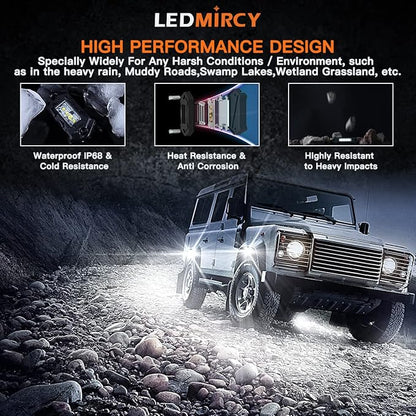 R3 White LED Rock Lights Kit 12PCS with Switch Wire Harness for ATV UTV SUV Off Road RZR Trucks Underglow Pure White Lights Trail Rig Lights Under Body High Power Waterproof Shockproof Light