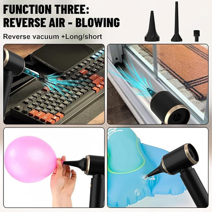 Cozylady Handheld Car Vacuum Portable Cordless, 16000PA High Power 4 in 1 Vacuum Cleaner & Air Duster & Air Blower with 4000mAh Brushless Motor and Multi-Nozzles for Car, Home, Office, Camping, Pet1