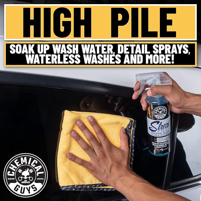 Chemical Guys MIC_506_12 Professional Grade Premium Microfiber Towels, Gold (16 Inch x 16 Inch) (Pack of 12) - Safe for Car Wash, Home Cleaning & Pet Drying Cloths