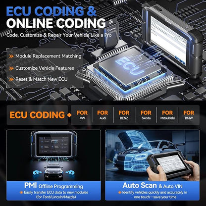 Bidirectional Scan Tool VDIAGTOOL VD70S, 2025 Wireless OBD2 Scanner Diagnostic Tool with 36+ Resets, All System Scanner for Car, FCA Autoauth, CAN FD & DoIP, ECU Coding, PMI, 3 Years Update