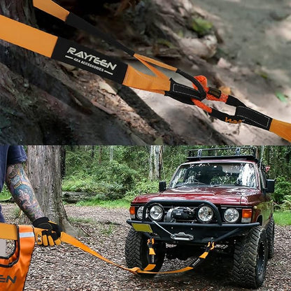 Genuine 33,000lb Xtreme Heavy Duty Recovery Tow Strap | 20ft x 4in Vehicle Tow Strap with Reflective Sleeve & Reinforced Loops | Suits for 4x4 Offroad UTV ATV Trucks Boats