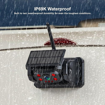Wireless Magnetic Backup Camera, 9600mAh Battery Powered Rechargeable Waterproof HD Solar Back Up Rear View Bluetooth Hitch Camera with 7 Inch 1080P Monitor System for Car Truck Trailer RV VN003