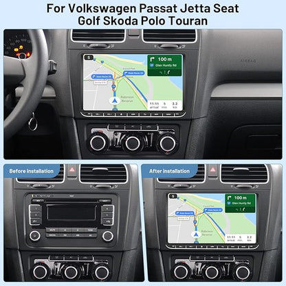 Car Radio for VW Passat Jetta Golf Skoda Polo, [1G+32GB] 9 inch Touch Screen Android Volkswagen Stereo with Wireless CarPlay Android Auto Bluetooth GPS WiFi FM+Backup Camera
