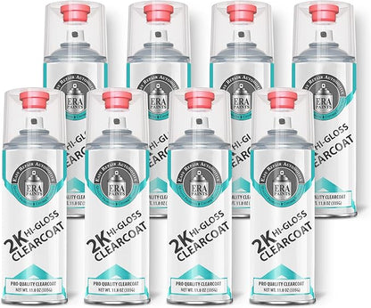 ERA Paints 2K High Gloss Automotive Clear Coat Spray/Aerosol Can – Professional Quality & Finish - Easy to Use – Best Value (8 pack)
