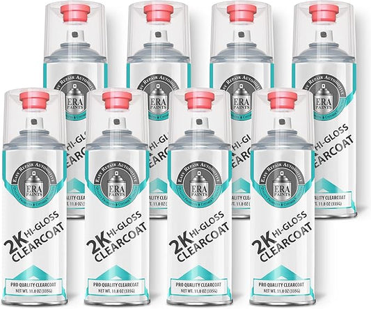 ERA Paints 2K High Gloss Automotive Clear Coat Spray/Aerosol Can – Professional Quality & Finish - Easy to Use – Best Value (8 pack)